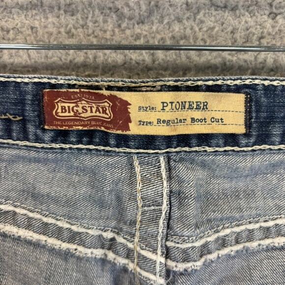 Big Star Pioneer Boot Cut Jean Mens 36R Med Wash Distressed Cowboy Rodeo Ranch - Picture 10 of 13